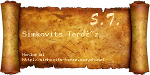 Simkovits Teréz névjegykártya